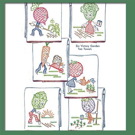 M1219 6 Victory Garden Tea Towel Designs